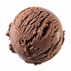 A detailed view of a chocolate ice cream against a plain white background