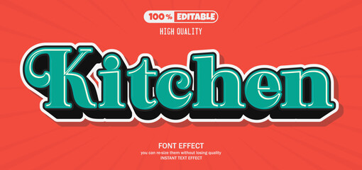 Kitchen text effect, Editable text effect.