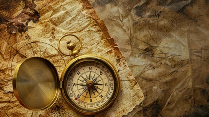 view of the Compass on the old paper background