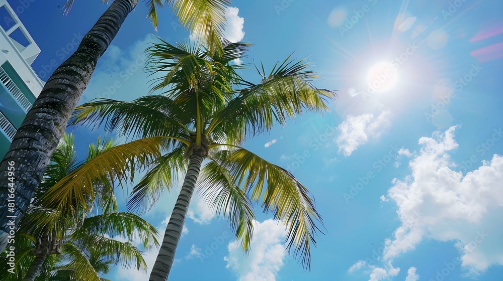 Poster Palm Trees and Blue Skies at Miami Beach