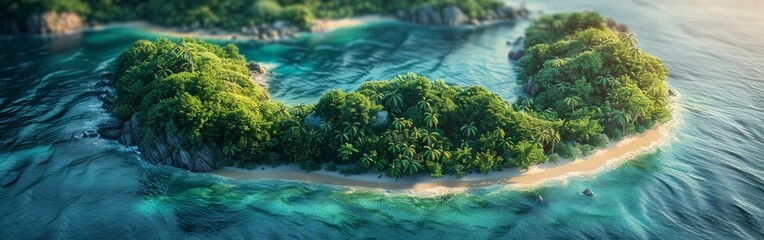 A small island with a beach and a body of water - Powered by Adobe