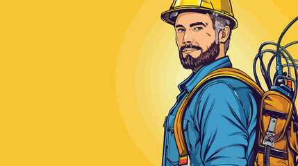 Portrait of male electrician with crimper and wires 