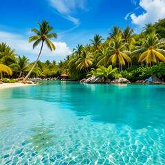 Obraz premium Vibrant colors of summer in a tropical ocean.