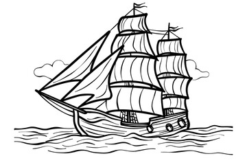 Ship for children coloring book