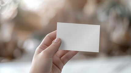 Obraz premium a hand holding a blank business card conveying a professional networking event or a corporate environment