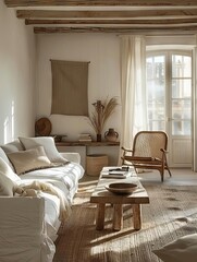 Minimalist Family Room A minimalist living room designed for family gatherings, featuring functional yet stylish furniture