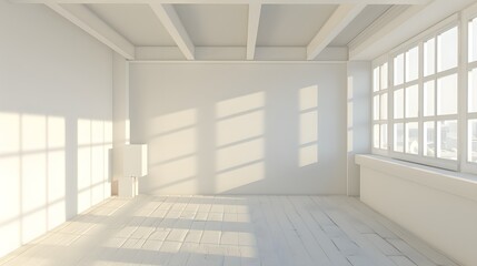 Empty room with white walls and window 
