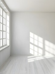 Empty room with white walls and window 