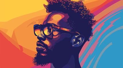 Portrait of stylish African-American man on color background