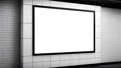 blank white billboard mockup display, metro station Transparent PNG