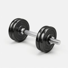 Fototapeta premium A black dumbbell placed on a plain white background