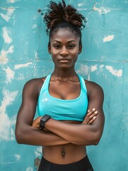 Confident fit young african fitness woman