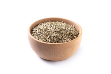 Traditional yerba mate  in bowl isolated on white background