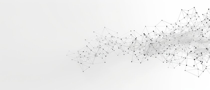Detailed close-up of a white abstract network with interconnected nodes and lines on a graph background, symbolizing data analysis and connections..