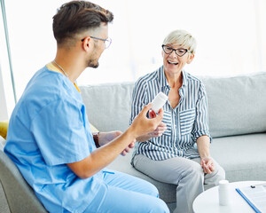 nurse doctor senior care drug pill tablet prescription caregiver help assistence retirement home nursing