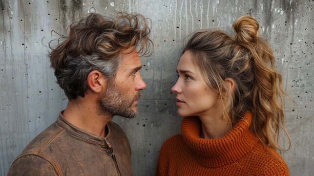 In a state of silent rapture, the loved-up couple meets each other's gaze, their looks repeating tales of an unspoken connection.