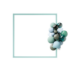 frame, border, with many multicolored spheres , crystals and decoration elements swirling around the perimeter of the frame, decoration, festive design, luxury background