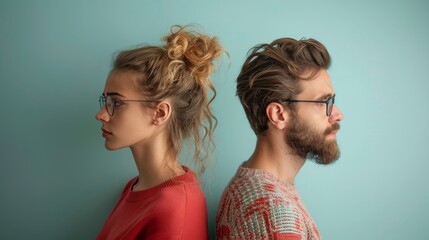 The distance in their gazes mirrors the chasm in their communication as a young couple navigate the aftermath of a disagreement.