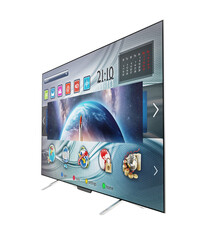 Smart TV with fictitious user interface isolated on transparent background. 3D illustration