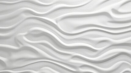 3D white wavy pattern. Seamless gypsum panel with smooth fluid shapes.