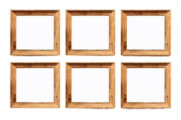 The Enchanted Quartet of Wooden Frames on White or PNG Transparent Background.
