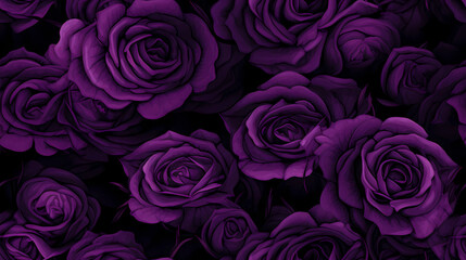 Rich purple roses a black floral background