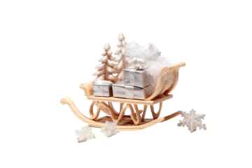 Journey of Joy: Festive Sleigh Ride on White or PNG Transparent Background.