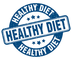 healthy diet stamp. healthy diet label. round grunge sign