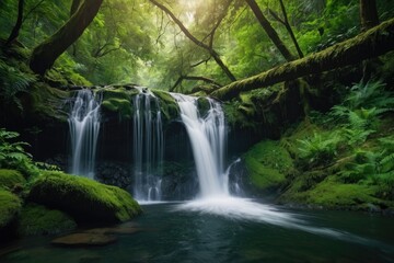 Fototapeta premium Enchanted Forest Waterfall