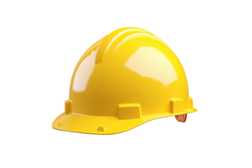 The Lone Sentinel: A Vibrant Yellow Hard Hat Against a Blank Canvas on White or PNG Transparent Background.