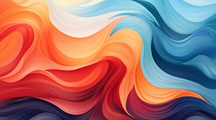 The image is an abstract painting with a bright, wavy pattern