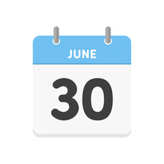 6月30日･JUNE 30th の日めくりカレンダーのアイコン - 6/30･6月末日のイメージ素材

