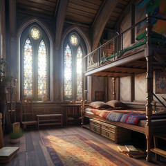 Fototapeta premium Gothic style children room interior.