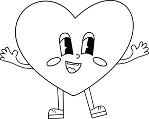 Outline heart, coloring book. Valentines day. Vector illustration