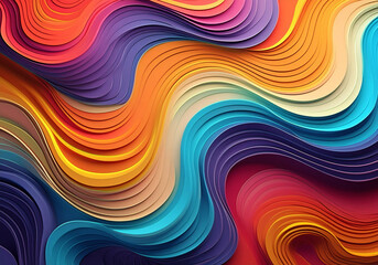 abstract colorful wavy layered paper background