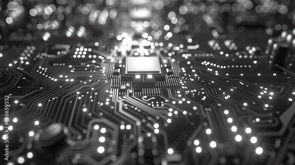 Poster it system security front view close up of a secure network hub on a circuit board to showcase cybers