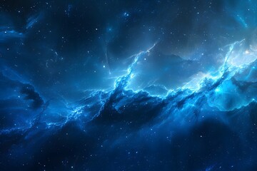 Obraz premium blue nebula in space, starry sky, dark background