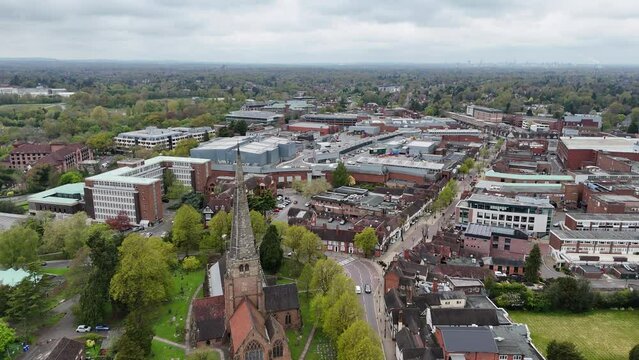 Solihull town West Midlands UK drone,aerial 4K footage