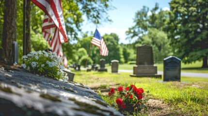 Flags and tombstones honor the fallen on Memorial Day.
