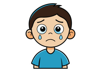 little crying boy. Children's mood on sad regret. kid facial sad. Tears and shivering shoulders