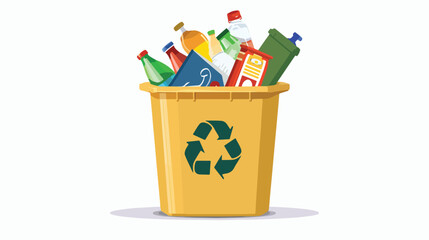 Recycle bin with garbage on white background Vector style