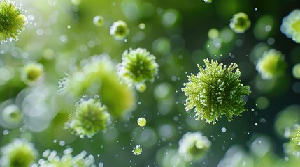 Fototapeta premium Seasonal Illustration. 3D Render of Plant Pollen as Artwork in Graphic Style