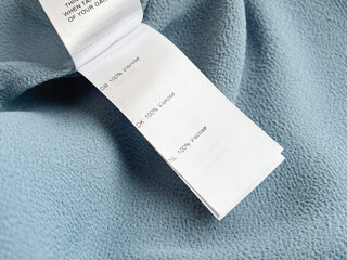 clothing label indicating 100 percent viscose in the fabric