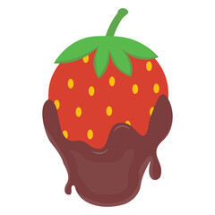 Strawberry Coated Chocolate with Cartoon Design. Vector Illustration.