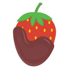 Strawberry Coated Chocolate with Cartoon Design. Vector Illustration.