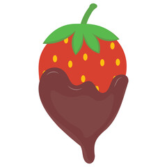 Strawberry Coated Chocolate with Cartoon Design. Vector Illustration.