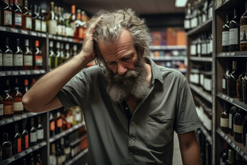 Generative AI picture of drunk person suffering from hangover after party