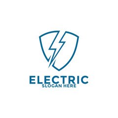 Lightning with Shield logo vector, Electric Safety Logo Inspiration