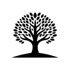 ПечатьTree logo design. Tree icon isolated. Black tree symbol with leaves. Vector illustration.