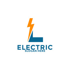 Initial L Letter with Lightning Bolt Logo Vector Design, Electric Logo template